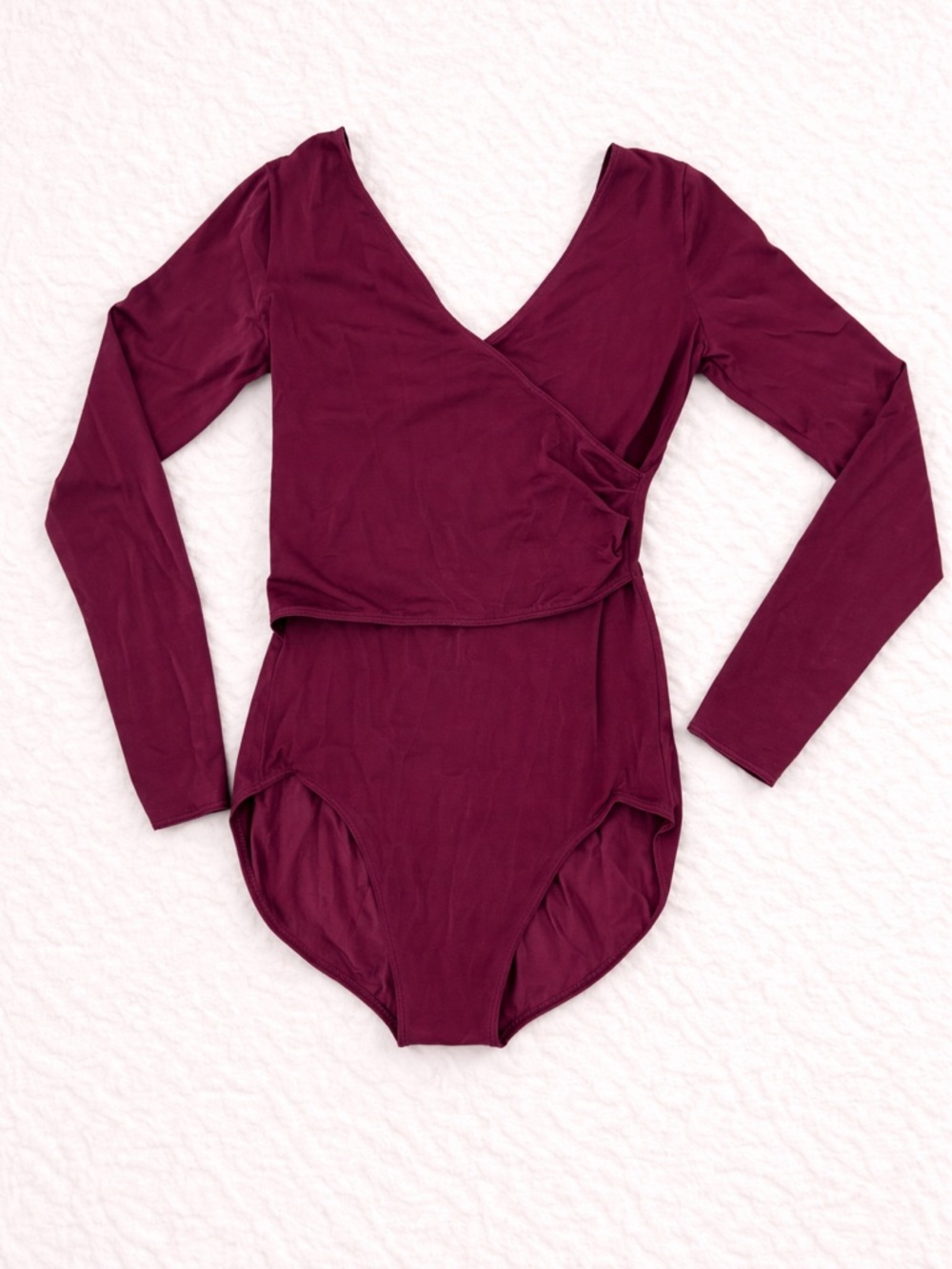 Burgundy Long Sleeve Ballet Leotard | Wrap Style | Size Small